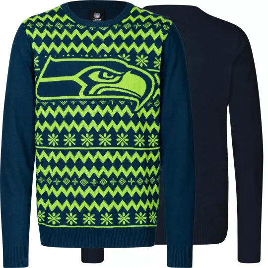 football Ugly Sweater Seattle Seahawks Jumper Christmas Big Logo 2-Color Xmas