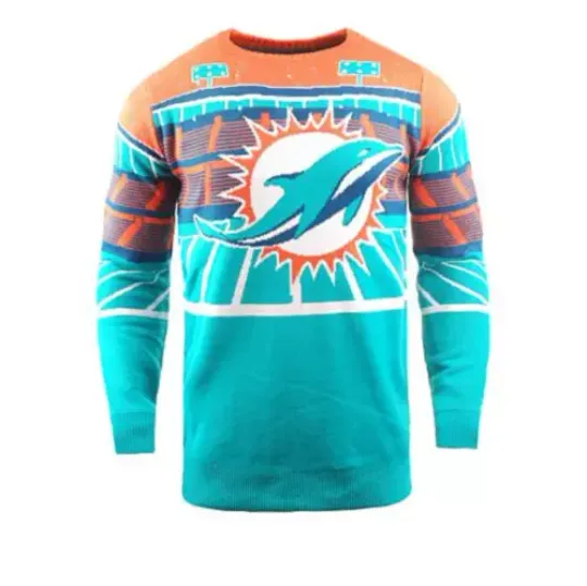 Miami Dolphins Bluetooth Light-Up Ugly Sweater Officially Licensed football