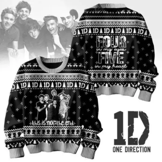 One Direction Four In My Eyes Five In My Heart 2024 Christmas Ugly Sweater