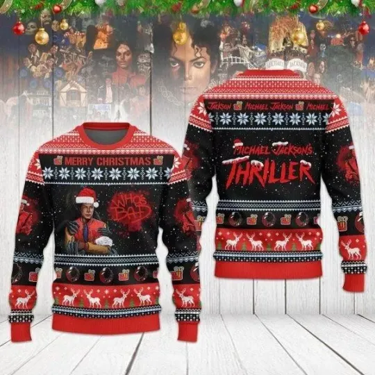 Michael Jackson Thriller Who’s Bad Christmas Ugly Sweater