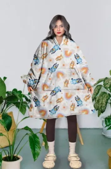 BlueyDad Blanket Hoodie, BlueyDad Bingo Snug Oversized Wearable Blanket Hoodie