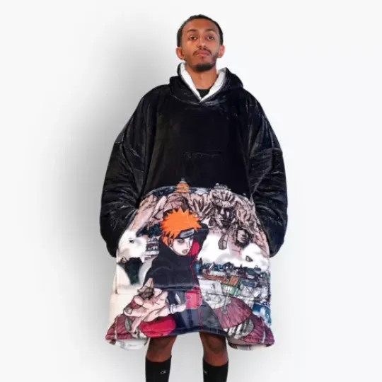 Pain Narutoo Oversized Blanket Hoodie Black