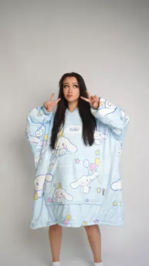 Cinnamoroll Blanket Hoodie Sherpa Fleece Blanket Hoodie Oversize