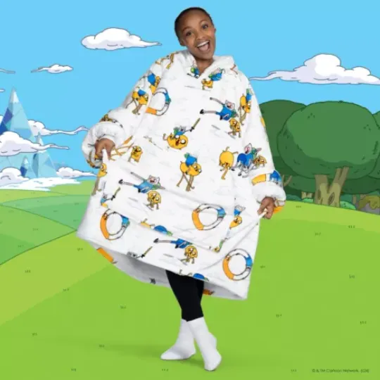 Adventure Time Oversized Blanket Hoodie Sherpa Fleece One Size