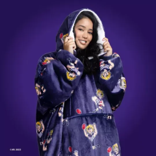 Discover Fremantle AFL Oversized Blanket Hoodie Sherpa Fleece One Size