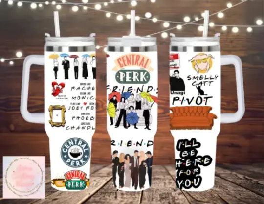 Central Perk  Friends Movie Character 40oz Quencher Tumbler Dupe Stainless Steel