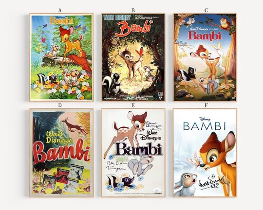 Bambi 1942 Film classic movie canvas poster unframe multiple choice