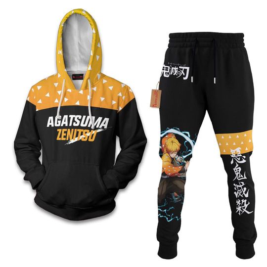 Agatsuma zenittsu Hoodie And Jogger Set Anime Clothes