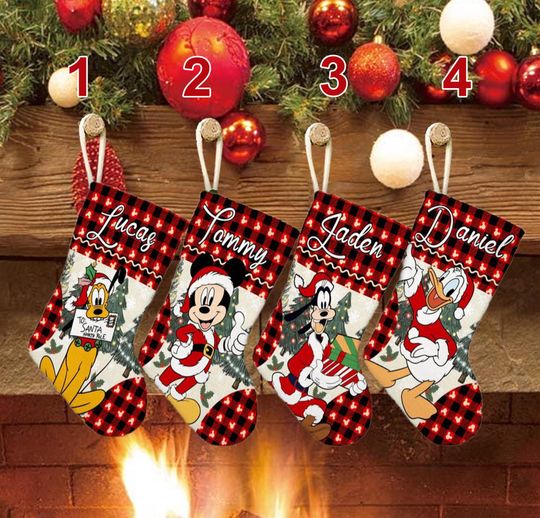Personalized Mouse And Friends Xmas Stocking, Duck And Dog Christmas Stockings, Cute Friends Christmas Socks Home Decoration