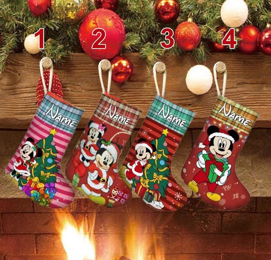 Discover Personalized Couple Mouse Xmas Stocking, Mouse Santa Clause Christmas Stockings, Couple Lovely Christmas Socks Home Decoration