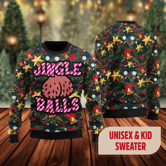 Jingle Balls Quotes 3D All Over Printed T-shirt, Palm Tree Ugly Christmas Sweater, Xmas Sweatshirt, Christmas Gift For Men Women Kid