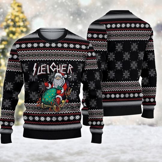 Funny Santa Sleigher Christmas Ugly Sweater, Santa Claus Christmas Sweatshirt, Santa Xmas Party Shirt, Christmas Gift For Men Women Kid
