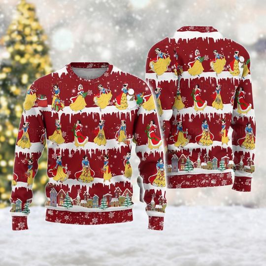 Snow White Christmas Ugly Sweater, Princess Christmas Sweatshirt, Snow White Xmas Party Shirt, Seven Dwarfs Christmas Gift For Men Women Kid
