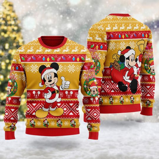 Cute Mickey Mouse Ugly Christmas Sweater, Mickey Mouse Movie Xmas Sweatshirt, Mickey Mouse Christmas Gift For Men Women Kid