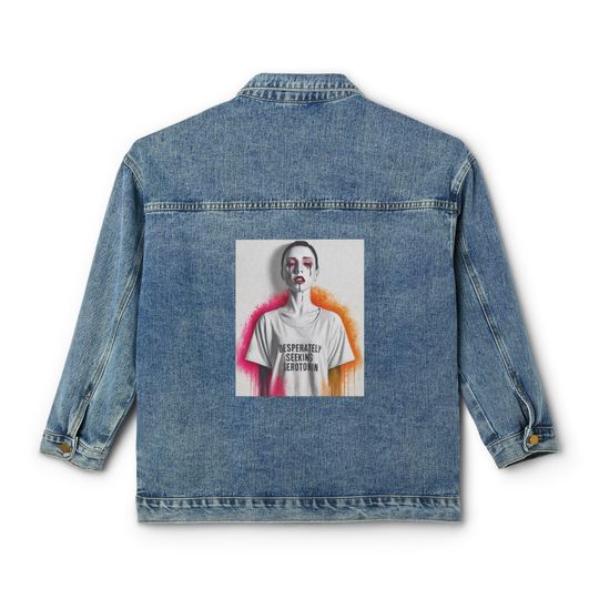 Desperately Seeking Serotonin Bipolar Depression Snarky Dry Humor Fall Punk Women's Denim Jacket
