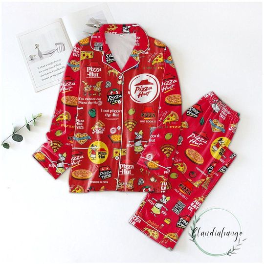 Pizza Hut Pajamas Set, Pizza Pajamas, Fast Food Holiday Pajamas
