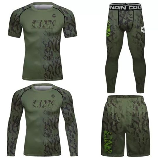NEW MMA Rashguard Tshirt Pant Set Kimono Rashguard for Men Gym Boxing Tracksuit