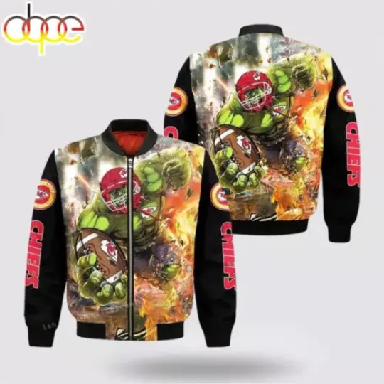 football Kansas City Chiefs Hulk All Over Print Bomber Jacket