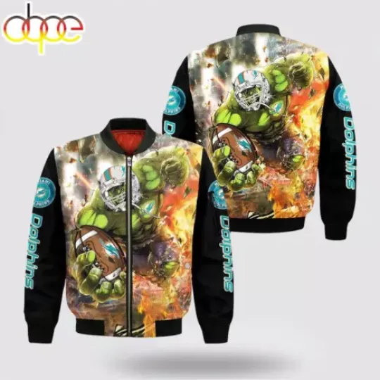 football Miami Dolphins Hulk All Over Print Bomber Jacket