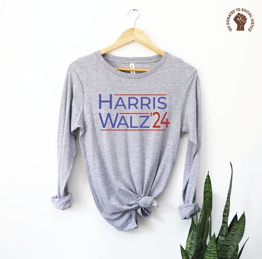 Harris Walz 2024 Long Sleeve Shirt, Vote Blue T-Shirt, 2024 Elections Top, Liberal Democrat Gift, Madam President Tee, Not Going Back TShirt
