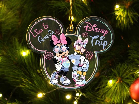 Personalized Mickey and Friends Disney Trip Christmas Ornament, Disney Castle Family Vacation 2024, First Disney Trip 2024