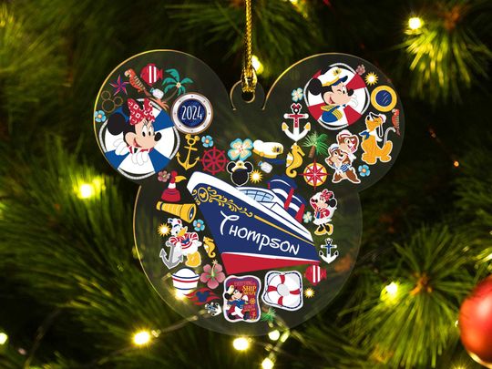 Personalized Disney Cruise 2024 Ornament, Xmas Family Cruise Ornament, Disneyworld Christmas Ornament, Mickey and Friends Cruise Trip