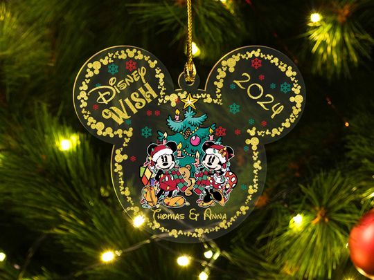 Personalized Mickey and Mine Ornament, Disney Trip 2024 Christmas Ornament ,Disney Ornament, Mickey Ornament Disney Xmas Gift