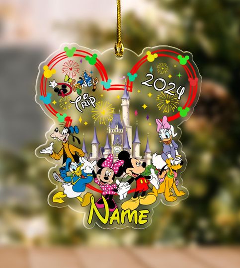 Custom Mickey and Friends Disney Trip Christmas Ornament, Disney Castle Family Vacation 2024, First Disney Trip 2024, Magic Kingdom UM2Y18