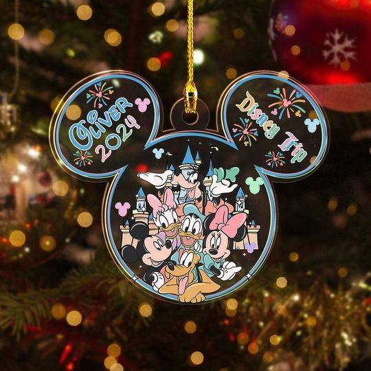 Mickey 2024 Christmas Ornament, Custom Mickey Xmas Disney Ornament, Disney Trip Keepsake 2024 Ornament, Mickey n Friends Xmas Ornament