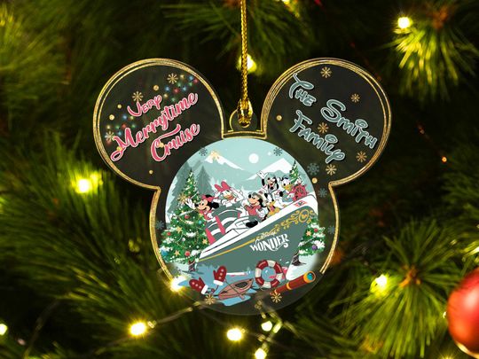 Personalized Very MerryTime Cruise Christmas Ornament, Mickey And Family Disney Trip 2024 Ornament, Mickey Ornament Disney Xmas Gift