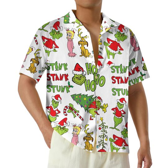 funny character Hawaiian Shirt, Merry Grin funny character Button Up Shirt, I Hate Christmas How the funny character Stole Christmas Gift