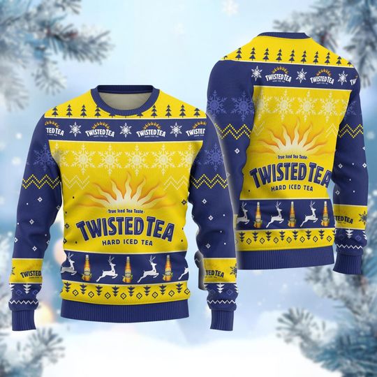 Christmas Twisted Tea Ugly Sweater, Hard Iced Tea Holiday Sweater, Sweaters For Men, Gift For Him, Tea Lover Xmas Sweater