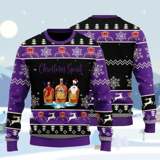 Crown Royal Sweater, Christmas Spirit Sweater, Whiskey Lover Christmas Sweater For Men, Alcohol Ugly Sweater Shirt, Royal Lover Sweater
