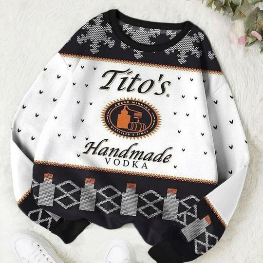 Tito's Handmade Vodka Christmas Ugly Sweater, Austin Texas Label Shirt, Drink Lovers Shirt, Alcohol Xmas Sweatshirt, Christmas Gift