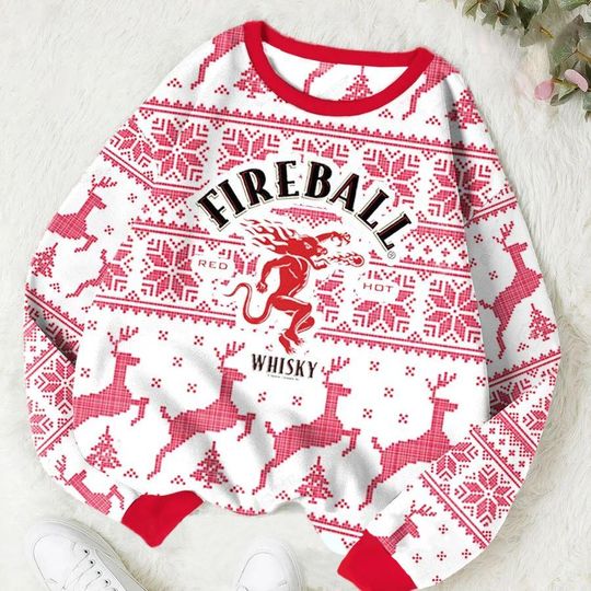Fireball Christmas Ugly Sweater, Whiskey Xmas Sweatshirt, Drink Sweatshirt, Fireball Whiskey Shirt, Alcohol Lovers Gift, Holiday Gift