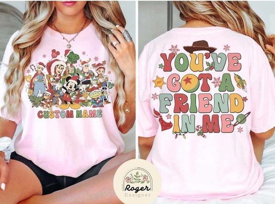 Two-sided Mickey Santa Disney Toy Story Christmas Shirt, You've Got a Friend in Me Mickey's Very Merry Christmas Party, Buzz Lightyear Xmas