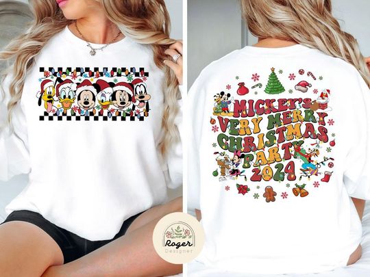 Two-sided Mickey and Friends Christmas Lights shirt, Mickey's Very Merry Christmas Party 2024, WDW Disneyland Holiday Xmas Matching Trip Tee