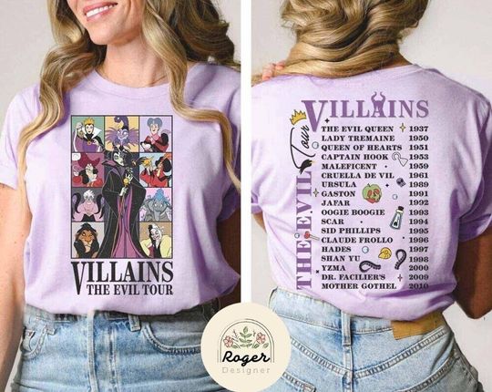 Vintage Disney Villains The Evil Tour Shirt, WDW Disneyland Evil Friends Bad Witches Club Girls Trip Shirt, In My Disney Villains Era Music