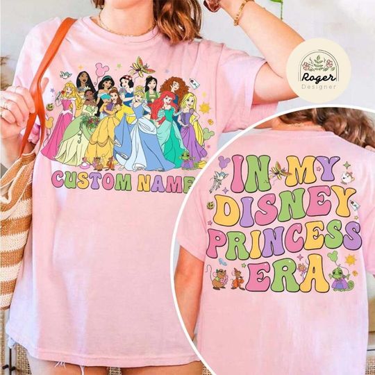 Two-sided Disney Princess Shirt, In My Disney Princess Era Girl Trip Shirt, WDW Disneyland Princess Birthday Girl Shirt, Cinde Rapunzel