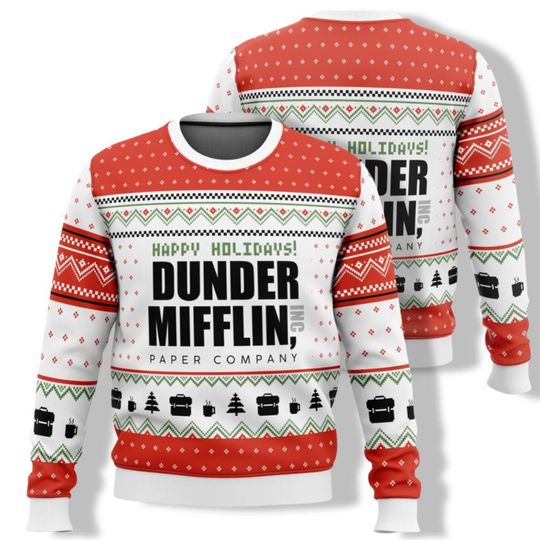 Dunder Mifflin The Office Ugly Christmas Sweater, Dw Schrute Sweater, Office Movie Men Sweater, Christmas Sweater Woman, Gift Xmas