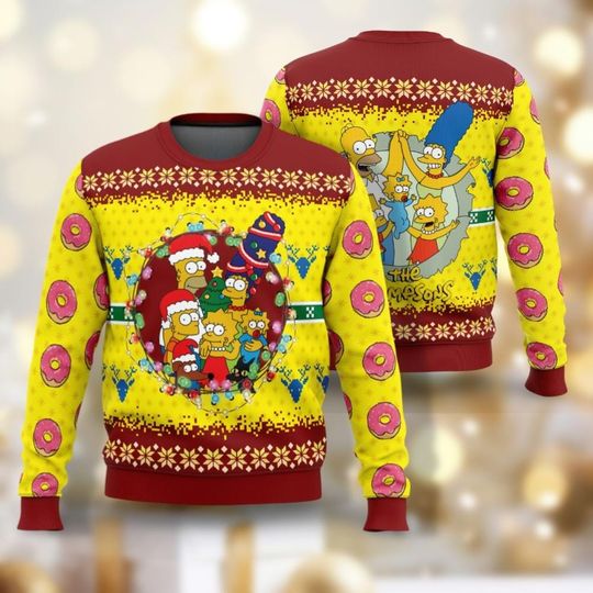 The Simpsons Ugly Christmas Sweater, Homer Simpson Shirt, Funny Bart Simpson Sweater, Disneyland Vacation, Family Christmas Outfit
