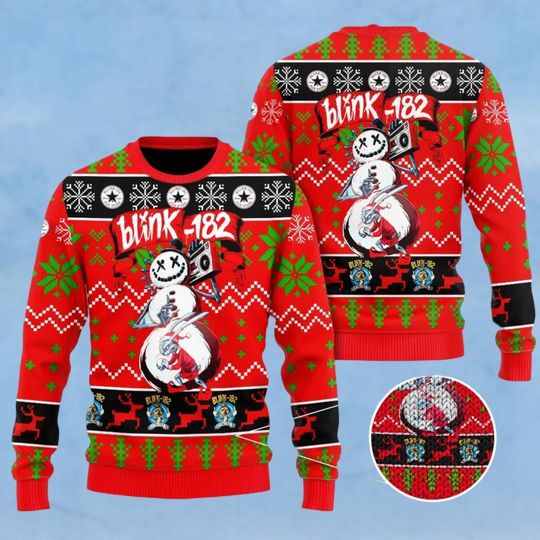 B182 Ugly Sweater, Vintage Band Sweater, Smiley Face Ugly Sweater, Snow Christmas Sweater, B182 Rock Sweater, Music Sweater