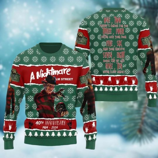 Freddy Krueger Christmas Sweater, Horror Character Ugly Sweater, Nightmare Elm Street Holiday Shirt, Freddy Krueger Xmas Sweatshirt