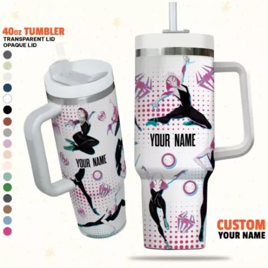 Custom Spiderman SpiderGwen Colorful Tumbler 40Oz Personalized Across Spider