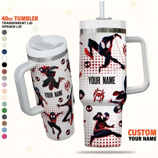 Custom Spiderman Miles Morales Colorful Tumbler, Custom Across Spider Verse 40oz