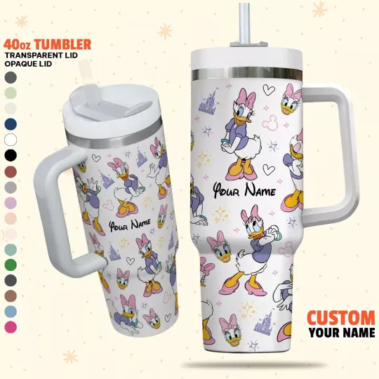 Custom Disney Friends Daisy Colorful Tumbler, Disney Characters Christmas 40oz