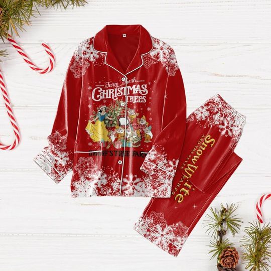 Snow White And Seven Dwarfs Pajamas, Snow White Princess Christmas Pajamas, Christmas Tree Holiday Pajamas, Magic Kingdom Shirt