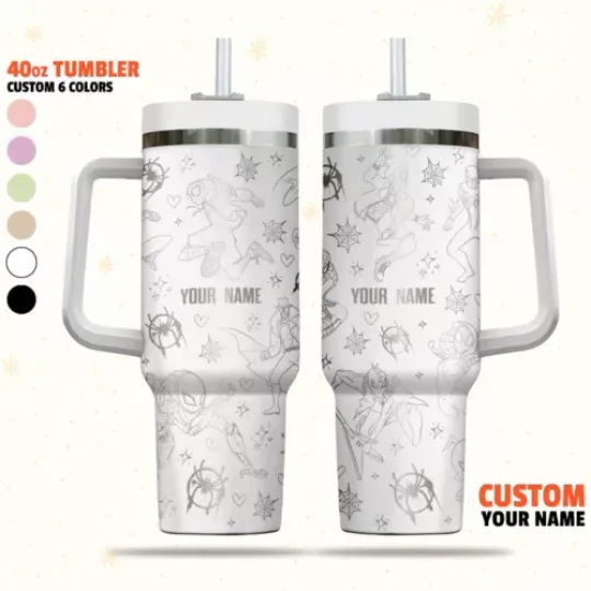 Custom Disney Spiderman Spiderverse Tumbler, Disney Characters Christmas 40oz