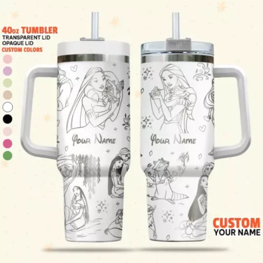 Custom Disney Pocahontas Tumbler, Disney Characters Laser Engraved 40oz Tumbler