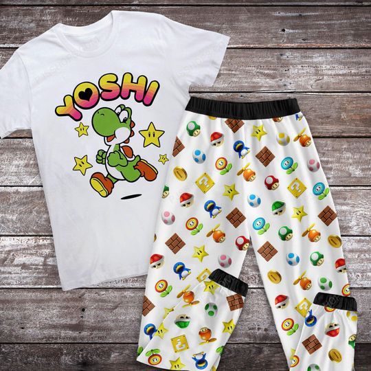 Yoshi Pajamas Set, Super Mario Family Pajamas, Cute Yoshi Family Christmas Pajamas Set